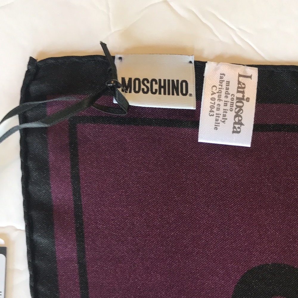 Moschino Couture Milano Scarf Silk 20x20 Purple - Picture 7 of 10